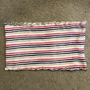 multi color striped tube top